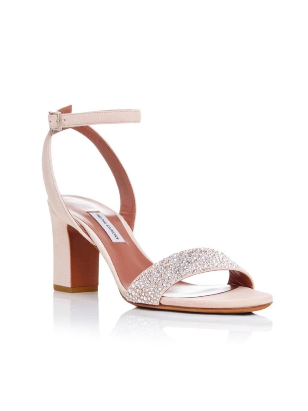 Tabitha Simmons Nude Crystal-Embellished Open-Toe Sandals Suede 37.5